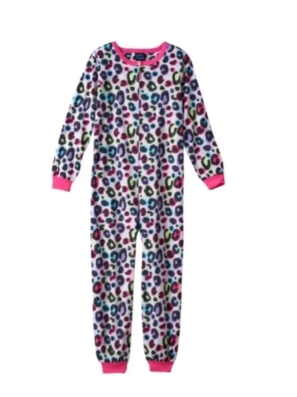 Jellyfish kids one piece pajama Girls XS size 4-5 white leopard animal print